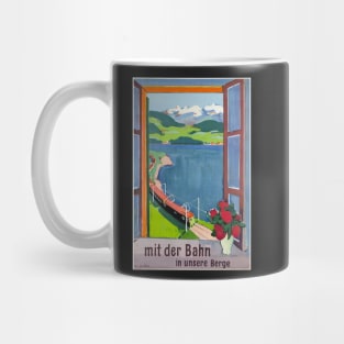 Mit der Bahn in unsere Berge, Travel Poster Mug